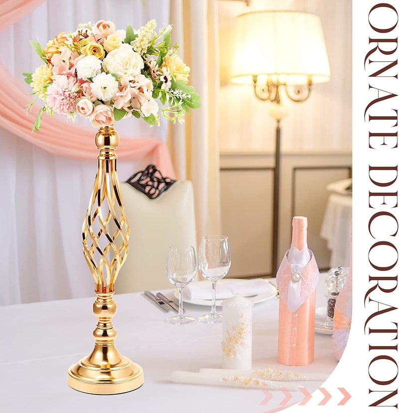 LANLONG 2pcs Metal Gold Candle Holders Road Lead Table Centerpiece Stand Pillar Candlestick for Wedding Candelabra Flowers Vases - Image 5